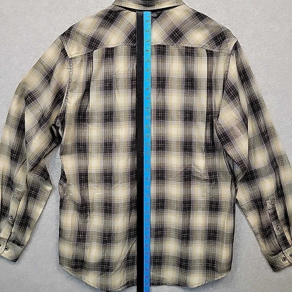 ExOfficio Travel Wear Shirt Mens Large Tan Plaid Long Sleeve Fishing Hiking